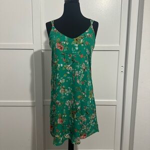 Xhilaration Green Floral Strappy Cami Summer Dress